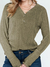Load image into Gallery viewer, Textured V-Neck Long Sleeve T-Shirt