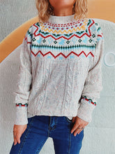 Load image into Gallery viewer, Cable-Knit Mock Neck Long Sleeve Sweater