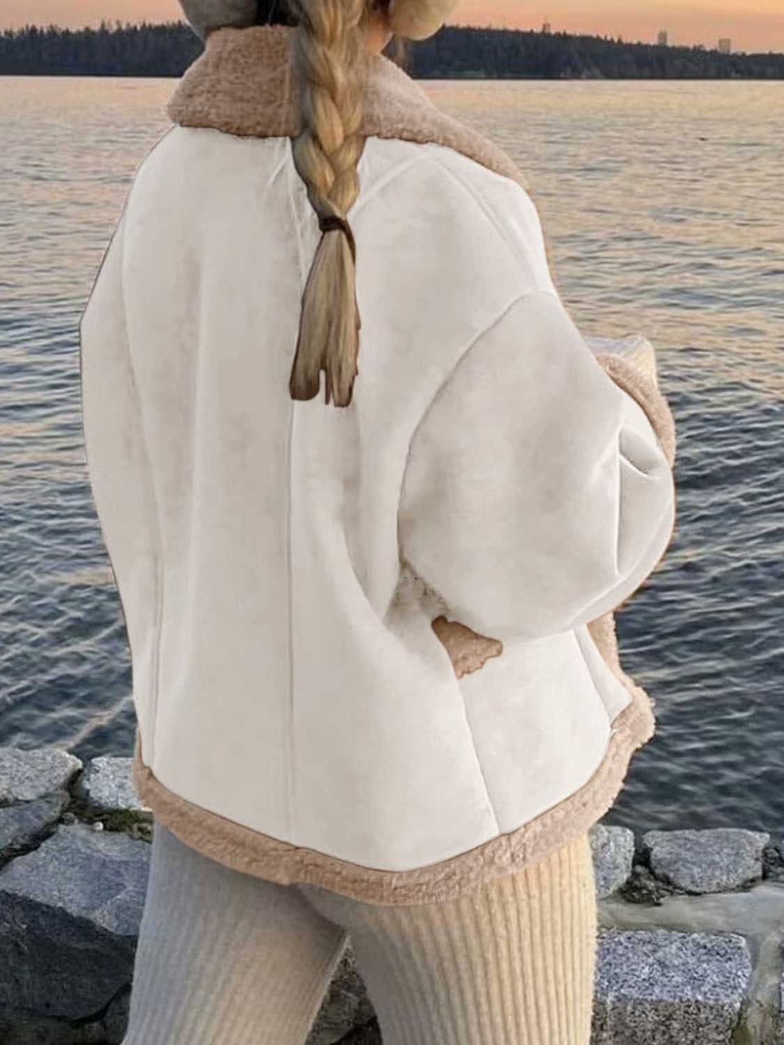 Load image into Gallery viewer, Fuzzy Collared Neck Long Sleeve Jacket