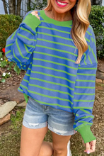 Load image into Gallery viewer, Striped Round Neck Long Sleeve Sweater