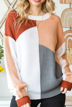 Load image into Gallery viewer, Color Block Drop Shoulder Long Sleeve Sweater