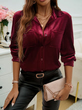 Load image into Gallery viewer, Devine Pocketed Collared Neck Long Sleeve Shirt