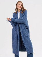 Load image into Gallery viewer, Pocketed Open Front Long Sleeve Longline Cardigan
