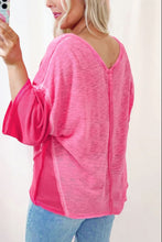 Load image into Gallery viewer, Exposed Seam V-Neck Three-Quarter Sleeve Blouse