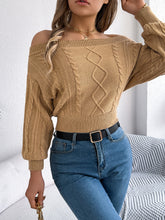 Load image into Gallery viewer, Cable Knit Off-Shoulder Long Sleeve Sweater