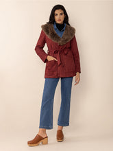 Load image into Gallery viewer, Fuzzy Collared Neck Tie Waist Jacket