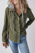 Load image into Gallery viewer, Drawstring Button Up Long Sleeve Hooded Jacket
