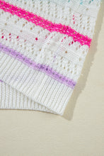 Load image into Gallery viewer, Openwork Striped Long Sleeve Knit Cover Up