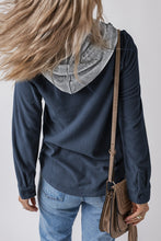Load image into Gallery viewer, Drawstring Button Up Long Sleeve Hooded Jacket
