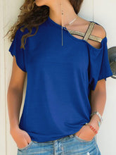 Load image into Gallery viewer, Asymmetrical Neck Short Sleeve T-Shirt