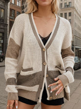 Load image into Gallery viewer, Contrast Button Up Long Sleeve Cardigan
