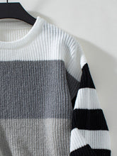 Load image into Gallery viewer, Color Block Round Neck Long Sleeve Sweater
