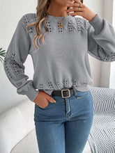 Load image into Gallery viewer, Openwork Round Neck Long Sleeve Sweater