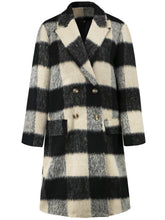 Load image into Gallery viewer, Plaid Double-Breasted Long Sleeve Coat