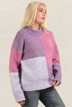 Load image into Gallery viewer, VERY J Color Block Mock Neck Drop Shoulder Sweater