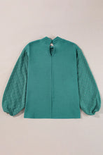 Load image into Gallery viewer, Swiss Dot Mock Neck Balloon Sleeve Blouse