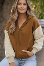 Load image into Gallery viewer, Contrast Half Zip Long Sleeve Hoodie