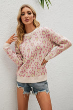 Load image into Gallery viewer, Heart Round Neck Dropped Shoulder Sweater