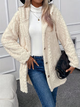 Load image into Gallery viewer, Fuzzy Button Down Hooded Coat