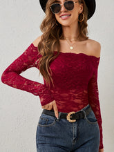 Load image into Gallery viewer, Off-Shoulder Long Sleeve Lace Top