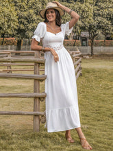 Load image into Gallery viewer, Square Neck Flounce Sleeve Midi Dress
