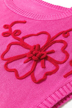 Load image into Gallery viewer, Crochet Flower Round Neck Cap Sleeve Sweater