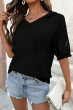 Load image into Gallery viewer, Drawstring Half Sleeve Hooded Sweater