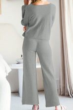Load image into Gallery viewer, Round Neck Long Sleeve Top and Pants Set