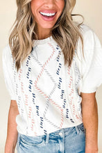 Load image into Gallery viewer, Cable Knit Round Neck Half Sleeve Sweater