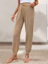 Load image into Gallery viewer, Tied Elastic Waist Pants with Pockets