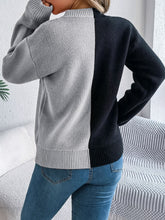 Load image into Gallery viewer, Contrast Round Neck Long Sleeve Sweater