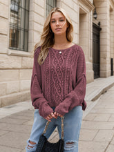 Load image into Gallery viewer, Round Neck Dropped Shoulder Long Sleeve Sweater