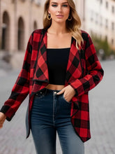 Load image into Gallery viewer, Plaid Open Front Long Sleeve Jacket