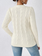 Load image into Gallery viewer, Cable-Knit Round Neck Long Sleeve Sweater