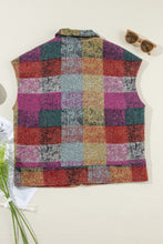 Load image into Gallery viewer, Plaid Zip Up Collared Neck Vest Coat