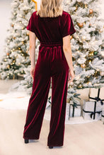 Load image into Gallery viewer, Drawstring Surplice Short Sleeve Jumpsuit