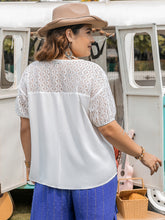 Load image into Gallery viewer, Plus Size Tie Neck Short Sleeve Blouse