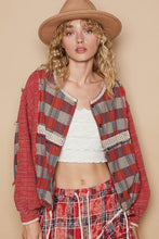Load image into Gallery viewer, POL Round Neck Long Sleeve Plaid Shirt