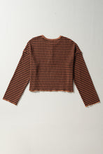 Load image into Gallery viewer, Striped Half Button Long Sleeve Blouse