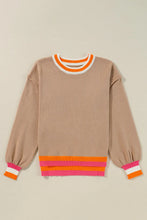 Load image into Gallery viewer, Contrast Round Neck Long Sleeve Sweater