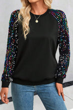 Load image into Gallery viewer, Sequin Round Neck Long Sleeve Blouse