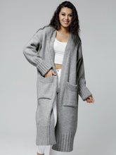 Load image into Gallery viewer, Pocketed Open Front Dropped Shoulder Cardigan