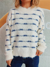 Load image into Gallery viewer, Striped Round Neck Long Sleeve Sweater