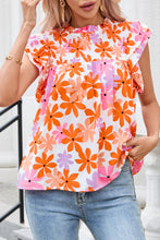 Load image into Gallery viewer, Printed Round Neck Cap Sleeve Blouse