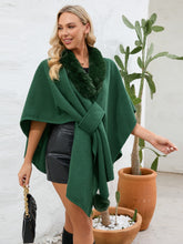 Load image into Gallery viewer, Fuzzy Trim Open Front Poncho