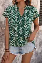 Load image into Gallery viewer, Printed Notched Short Sleeve Blouse