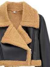 Load image into Gallery viewer, Collared Neck Long Sleeve Plush Cropped Jacket