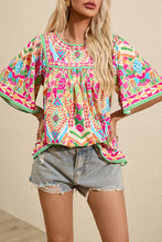 Load image into Gallery viewer, Printed Round Neck Half Sleeve Blouse