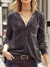 Load image into Gallery viewer, Notched Button Down Long Sleeve Shirt