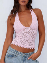 Load image into Gallery viewer, Lace Backless Halter Neck Cami